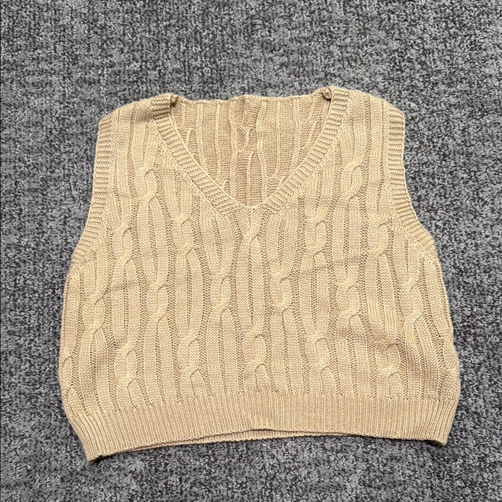 Cable Knit Tan Sweater Vest